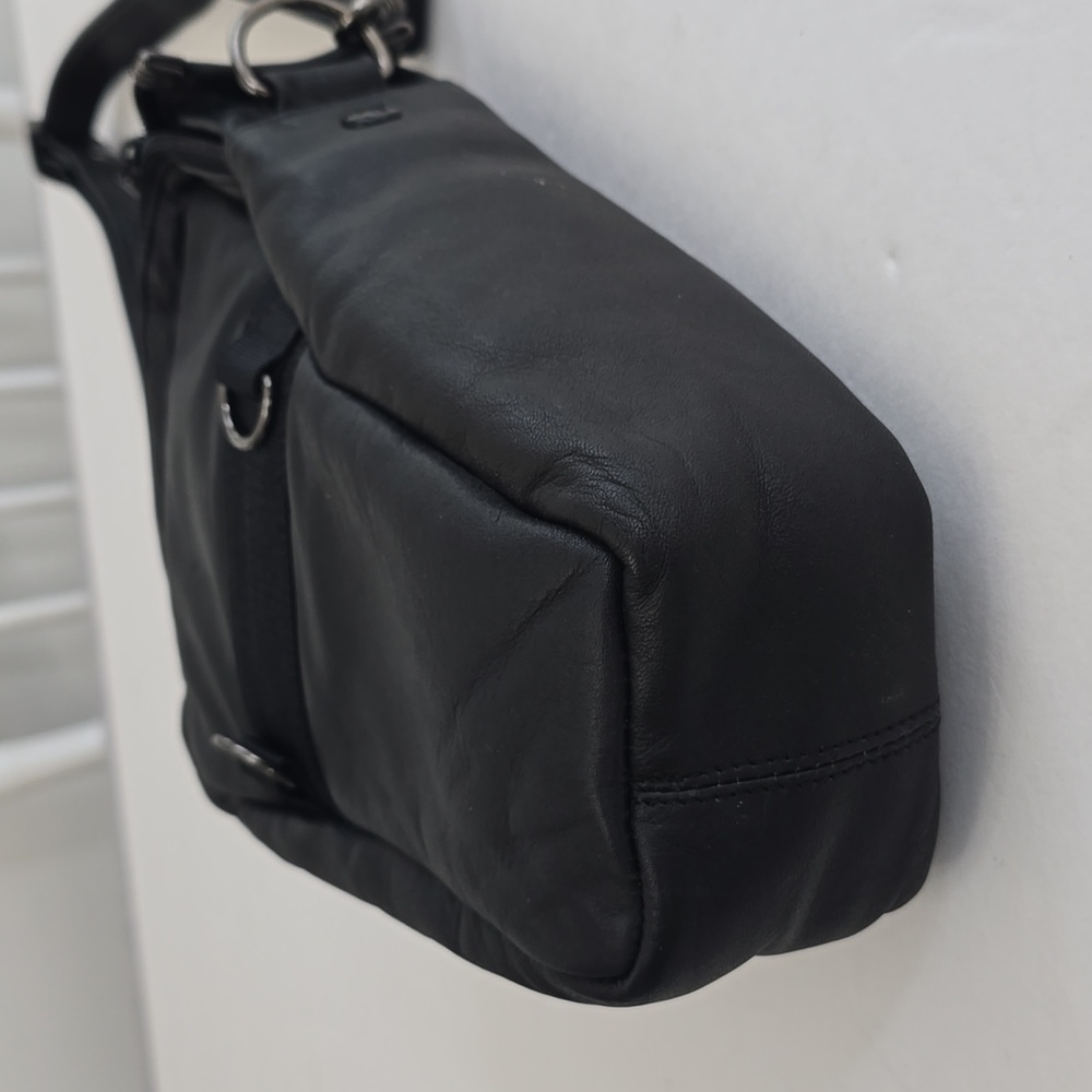 Vintage Black Leather Padded Camera Shoulder  Bag Korea Detachable Strap - Picture 8 of 15